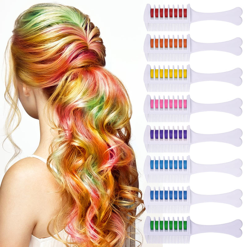 [Australia] - EBANKU Hair Chalk Comb, Temporary Hair Dye Hair Color Brush Washable Hair Chalk Pens Colourful Hair Chalks for Kids Girls Adults Birthday Cosplay Halloween Party (8 Colors) 8 Colors 