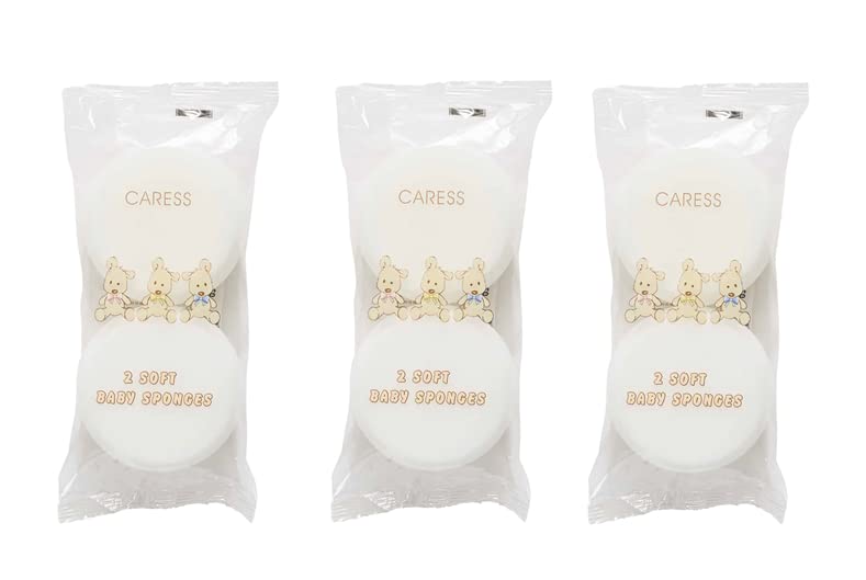 [Australia] - 6 x Baby Bath Sponge Body Puff Soft and Gentle on Newborn and Older Babies - Perfect for Sensitive Skin 