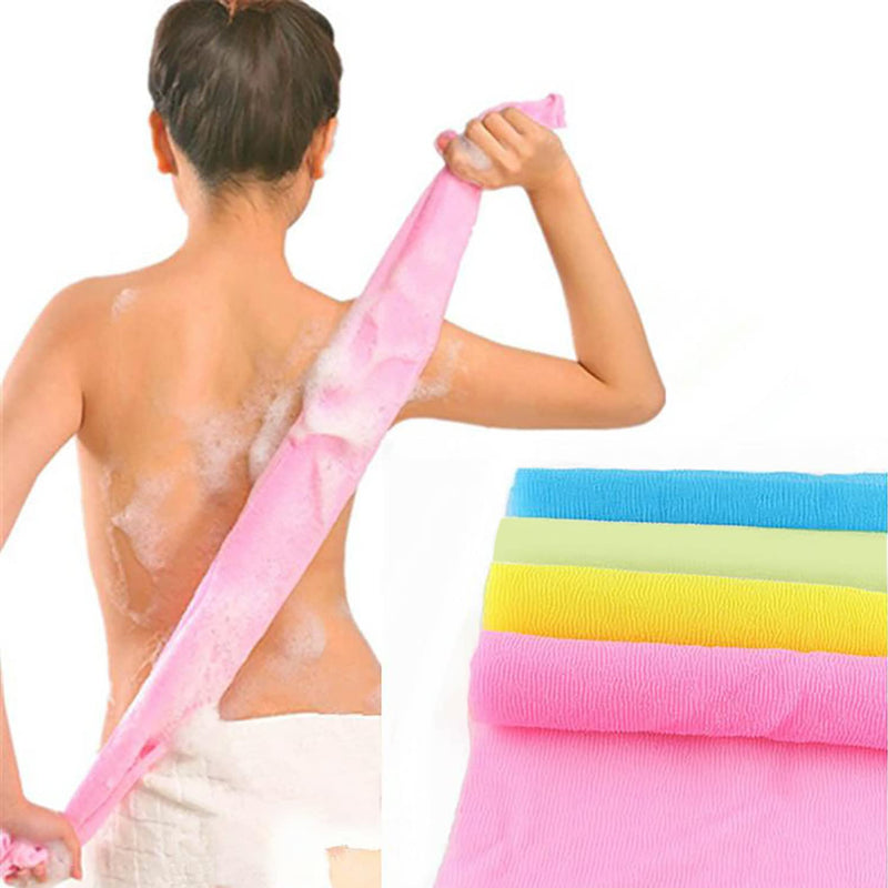 [Australia] - VIKSAUN 4 PCS Multicolour Nylon Japanese Exfoliating Cloth Nylon Scrub Bath Towel, Long 90cm, Body Shower Cleaning Sponges Wash Cloth Towel Body (4 pcs) 