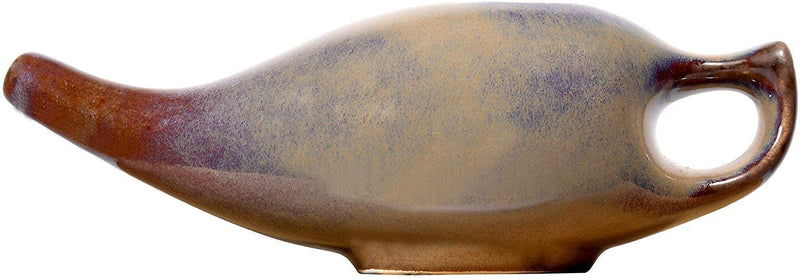 [Australia] - AncientImpex Porcelain Ceramic Neti Pot for Nasal Cleansing with 10 Sachet Neti Salt and Instructions Leaflet - Chocolate Color 