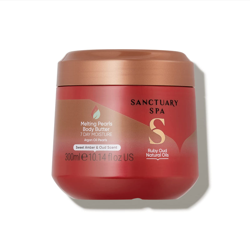 [Australia] - Sanctuary Spa Ruby Oud Melting Pearl Body Butter with Shea Butter & Argan Oil, No Mineral Oil, Cruelty Free & Vegan Body Moisturiser for Women, 300g 
