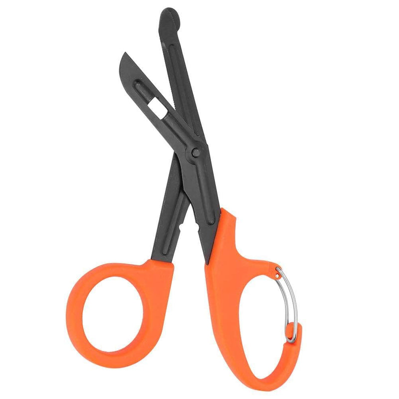 [Australia] - Titanium Bandage Shears Scissors 19cm , EMT and Trauma Shears, Bent Stealth Black Coated for Nurses, Students, Emergency Room (Orange) Orange 