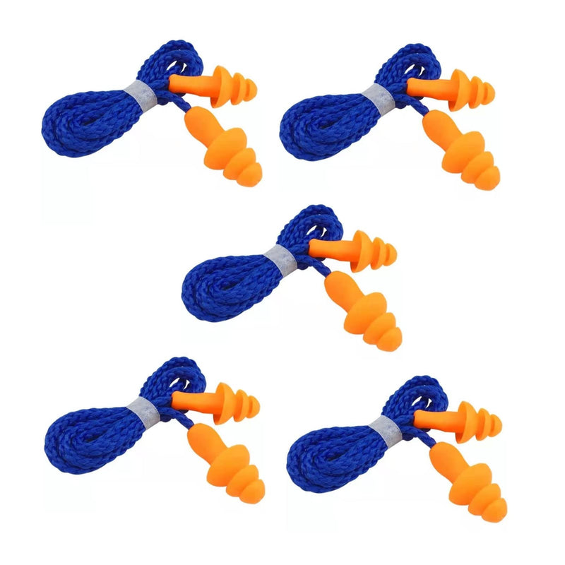 [Australia] - 5 Pairs Corded Ear Plugs Reusable Silicone Earplugs with String Banded Ear Plug Sleep Noise Cancelling for Hearing Protection 