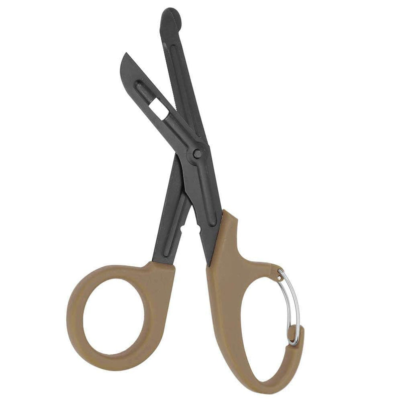 [Australia] - Titanium Bandage Shears Scissors 19cm , EMT and Trauma Shears, Bent Stealth Black Coated for Nurses, Students, Emergency Room (Brown) Brown 