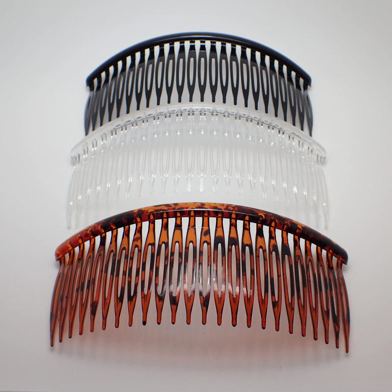 [Australia] - Topkids Accessories 12cm / 4.7" Large Plastic Hair Comb Combs Hair Clips Hair Slides Hair Accessories Side Combs Hair Grips For Women, Ladies & Girls (Black, Clear, Tort Brown) Black, Clear, Tort Brown 
