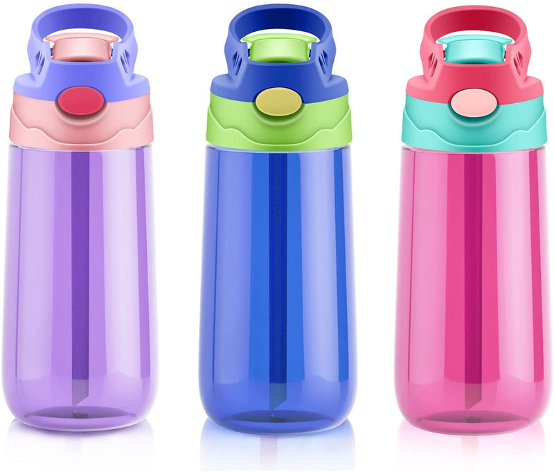 [Australia] - Kids Water Bottle with Straw for School Leak Proof 480ML Toddler Water Bottles BPA-Free for Boys & Girls (Blue) Blue 