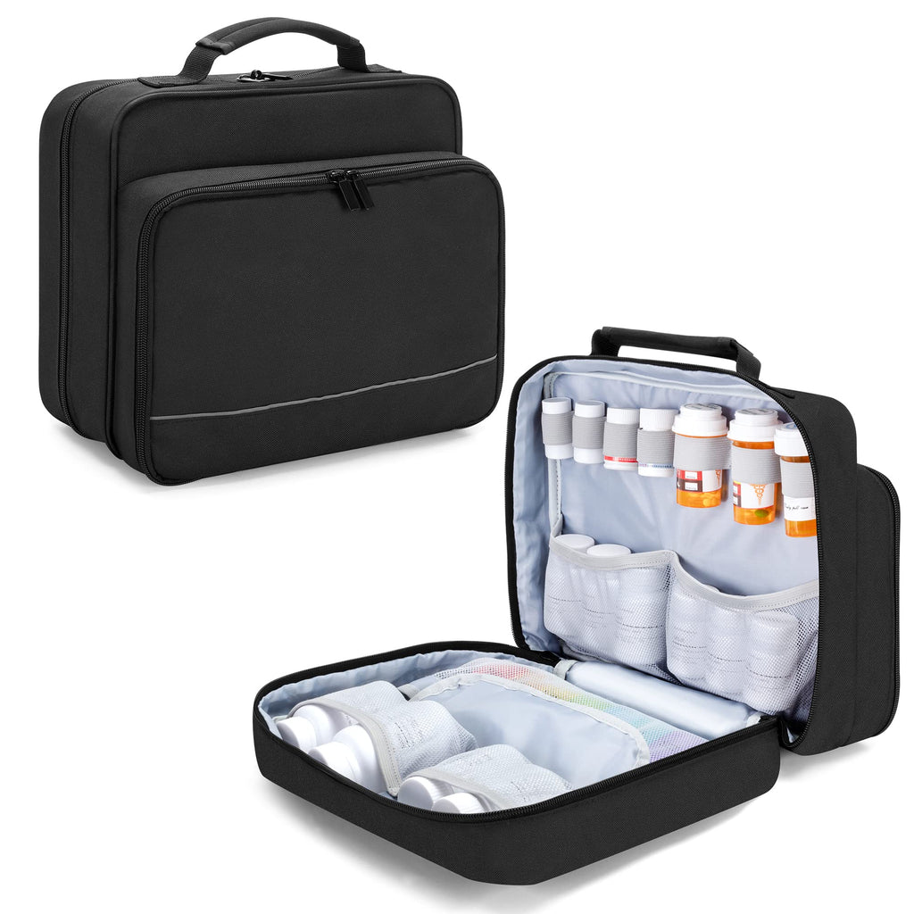 [Australia] - Damero Pills Bottle Organizer,Medicine Storage Bag Medication Travel Case for Weekly Pill Bottles and Medical Supplies,Black 