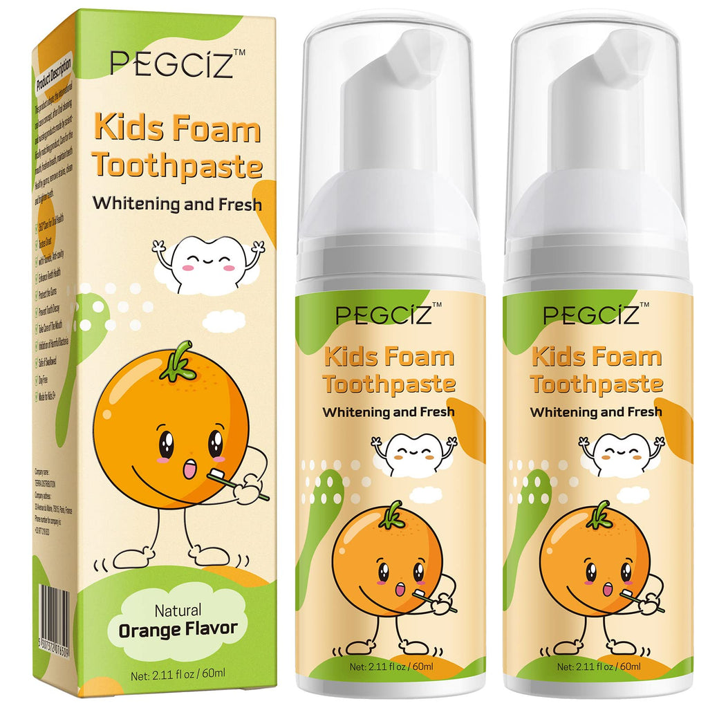 [Australia] - Orange Children's Toothpaste 2 Pack, Foam Toothpaste Children, Foaming Toothpaste with Low Fluoride for U Shaped Toothbrush Electric Toothbrush for Children Kids Age for 3 and Up Orange 