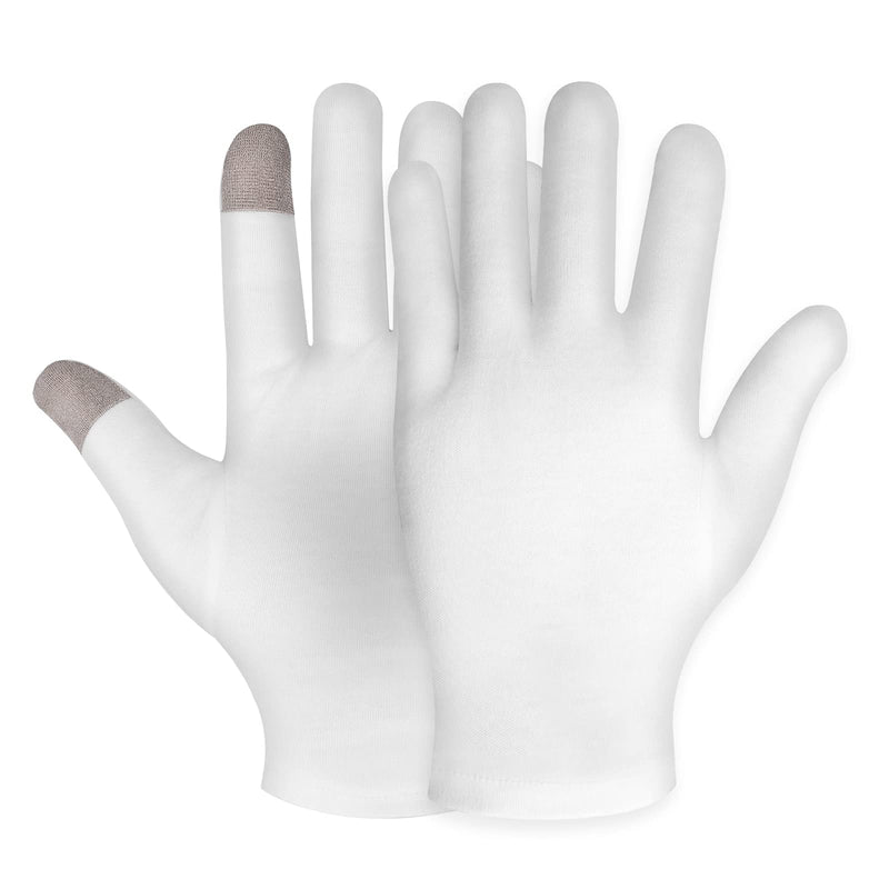 [Australia] - 1 Pairs Medium Touch Screen Moisturizing Gloves White Cotton Moisturizing Gloves for OverNight Bedtime Heal Eczema Sleeping Lotion Hand Spa Treatment Gloves Repair Rough Cracked Dry Chapped Hands Skin 1 pair 
