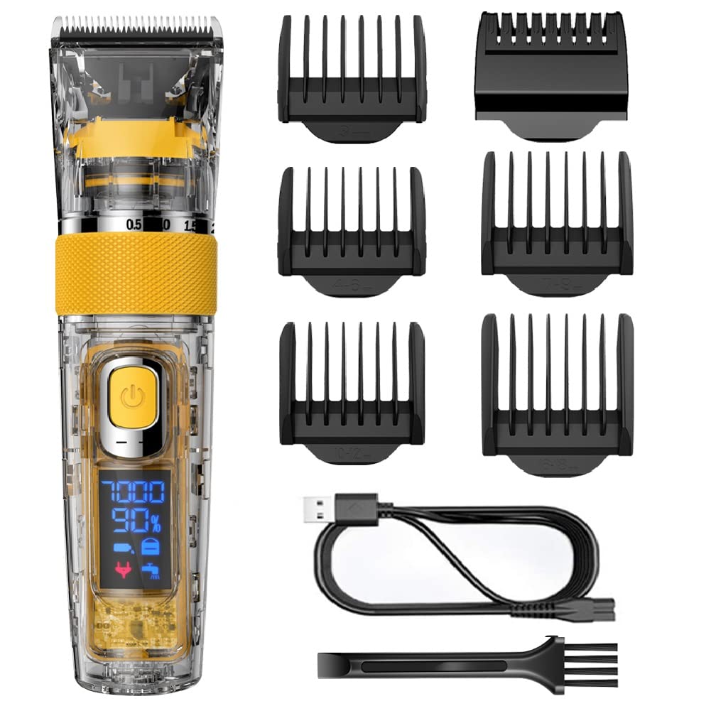 [Australia] - Hatteker Men's Hair Clipper Cordless Beard Trimmer Clippers Professional Hair Trimmer Haircutt Kit IPX7 Waterproof Transparent 