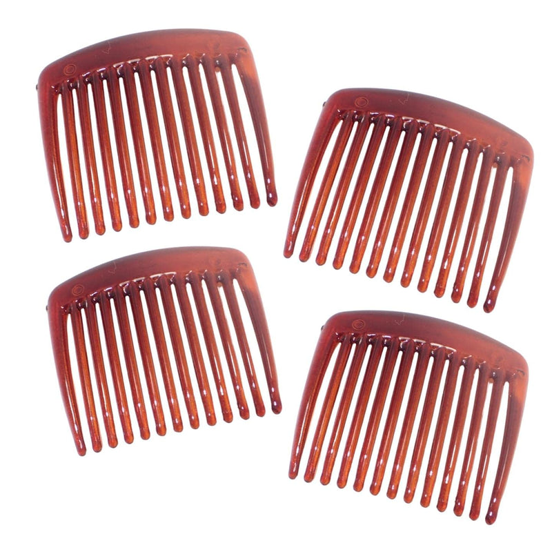 [Australia] - Topkids Accessories Set Of 4 Hair Comb Slides For Women, Ladies, Girls French Side Combs Strong Hold Hair Clips Clip Hair Slide for Thick and Fine Hair (4cm / 1.5", Tort Brown) 4cm / 1.5" 