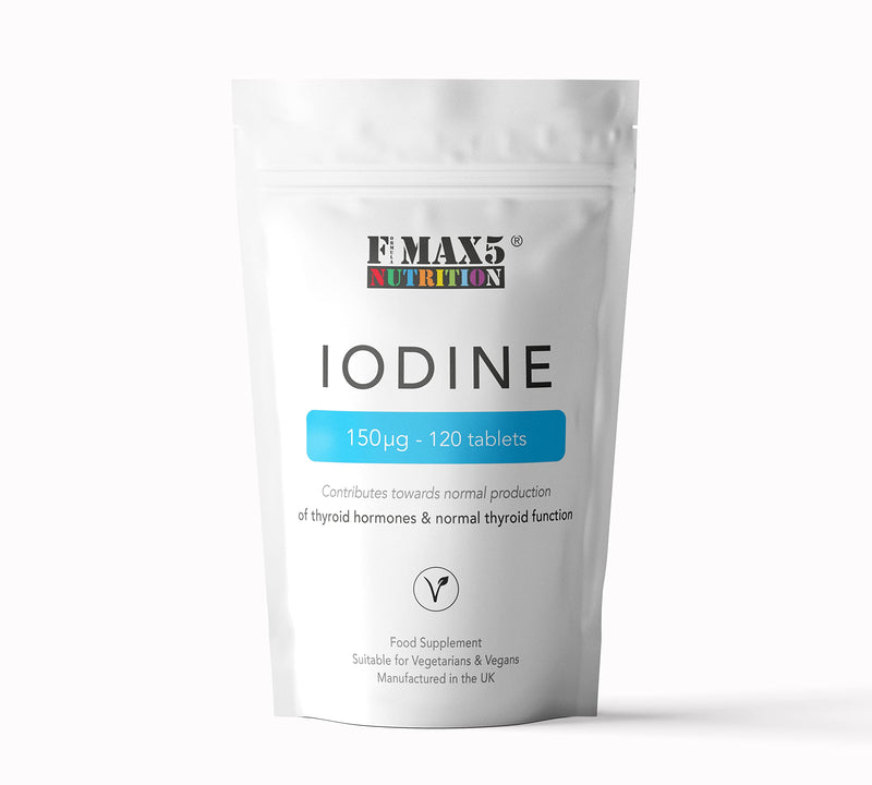 [Australia] - Iodine 150mcg 120 Tablets | High Strength Natural Source of Iodine from Potassium Iodide | Pregnancy Health & Thyroid Supplement | Vegan | UK Made | Fmax5 Supps 