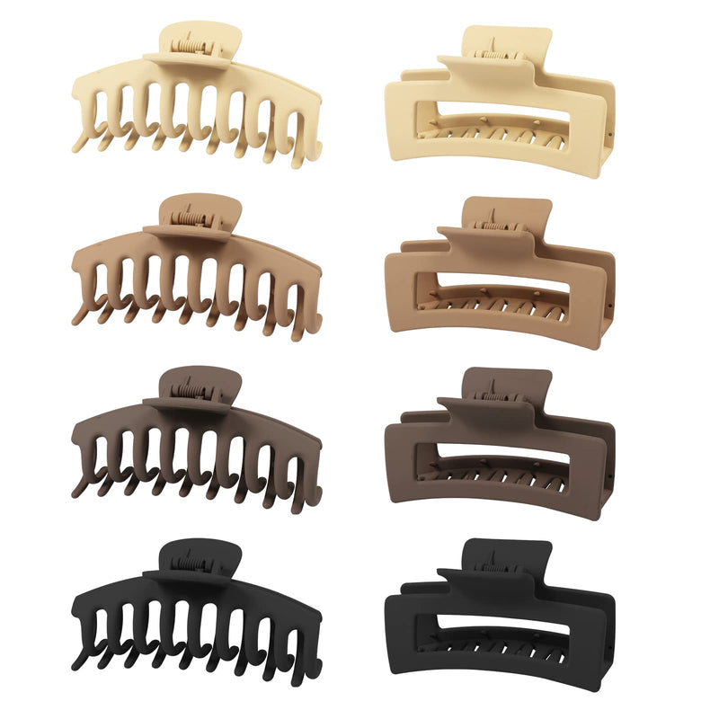 [Australia] - Zou.Rena Hair Claw Clips for Women Long Thick Hair 4.3 Inch(11 cm), Large Matte Hair Clips, Polycarbonate Material Claw for Girls Non-Slip 8 Pieces (Neutral) Neutral 