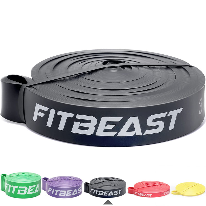 [Australia] - FitBeast Pull Up Bands Set, 5 Different Levels Resistance Band Pull Up for Calisthenics, CrossFit, Powerlifting, Muscle Toning, Yoga, Stretch Mobility, Pull Up Assistance Bands for Men and Women Black 