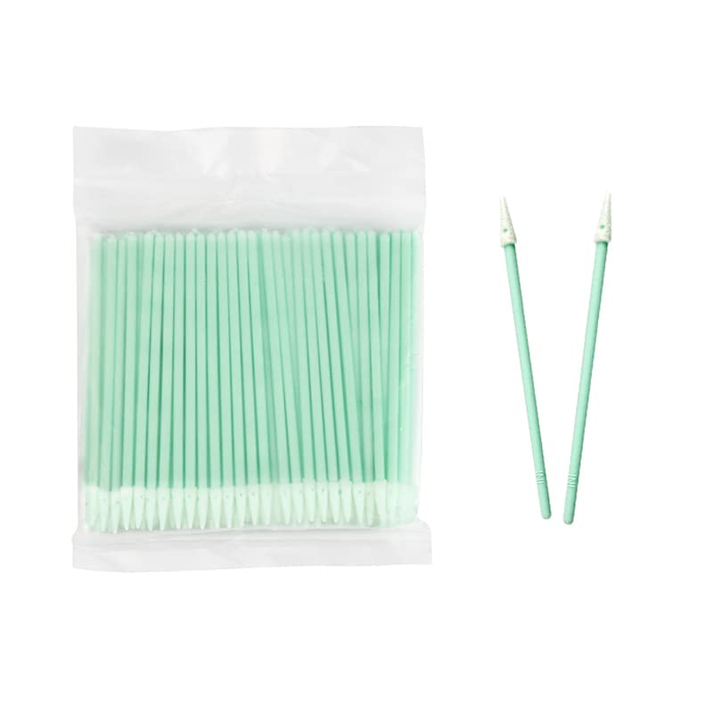 [Australia] - 100 PCS Green High-density Foam Cleaning Swab Sticks Lint Free Pointed Sponge Tip Swab for Small Hole and Hard-to-Reach Area 