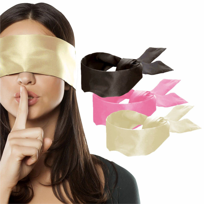 [Australia] - 3 pcs Silk Satin Blindfold Eye Cover Silk Sleeping mask Valentine Gift 155cm / 62” (Pearl, Mocha Brown, Light Pink) Pearl, Mocha Brown, Light Pink 