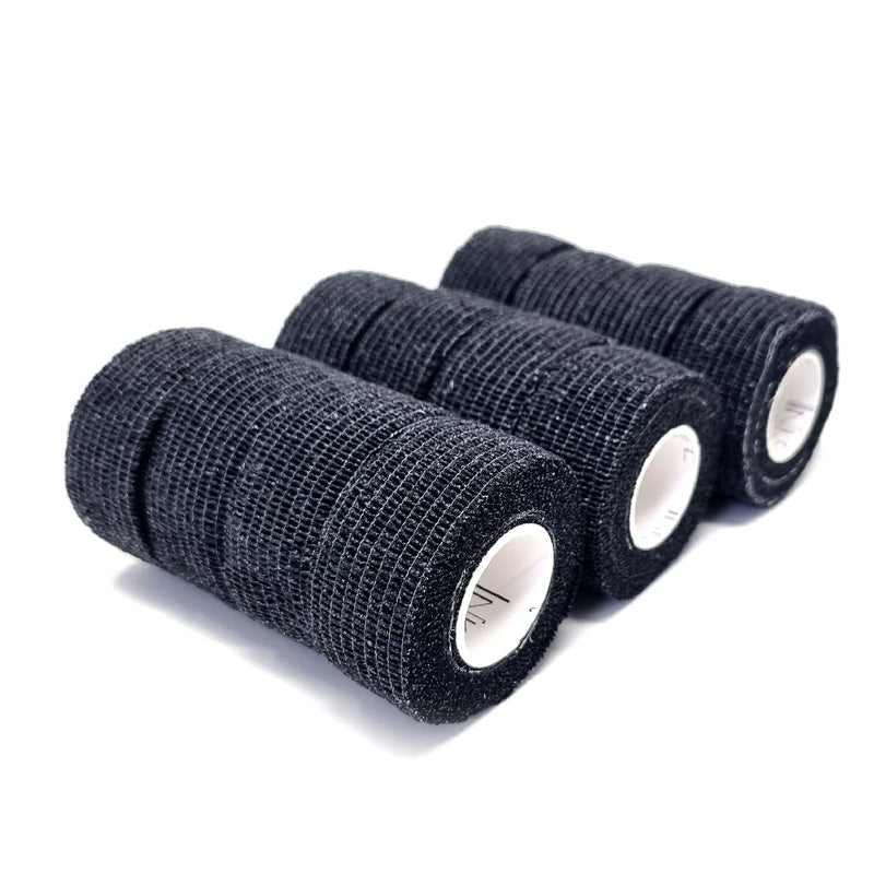 [Australia] - Inksafe Black Self Adherent Cohesive Bandages 2.5cm x 4.5m Box of 12 - Uses Include Vet Wrap, Tape for Wrist and Ankle Sprains, Finger and Thumb Tape, 