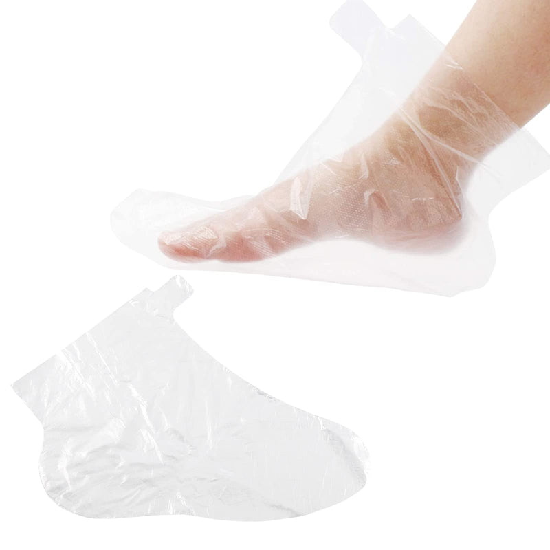[Australia] - 100 Pieces Foot Bags Disposable Foot Paraffin Wax Bath Liners Plastic Foot Bag with Sticker Closure for Foot Care 