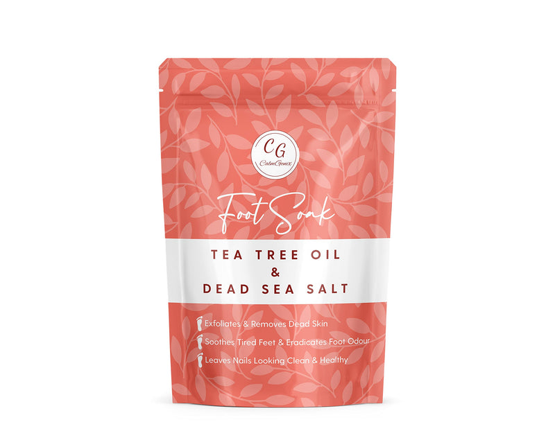 [Australia] - CalmGenix Foot Soak with Tea Tree Oil & Dead Sea Salt | Helps Treat Nail Fungus and Athletes Foot, Foot Spa Bath | Foot Moisturiser & Deodorizer Feet Soak | Exfoliating Foot Soak for Hard Skin 