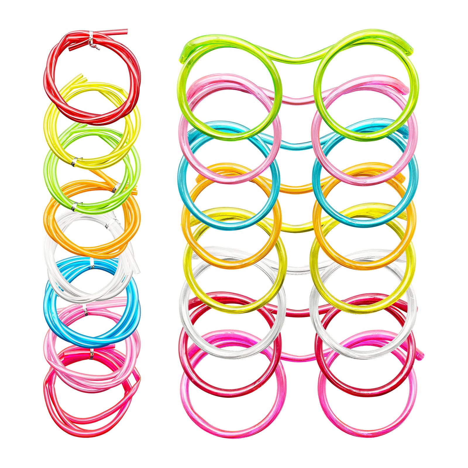 8pcs Silly Straw Glasses, Reusable Fun Loop Drinking Straw Eye Glasses, Novelty Eyeglasses Straw for Party Annual Meeting Parties Birthday (8 Colors)