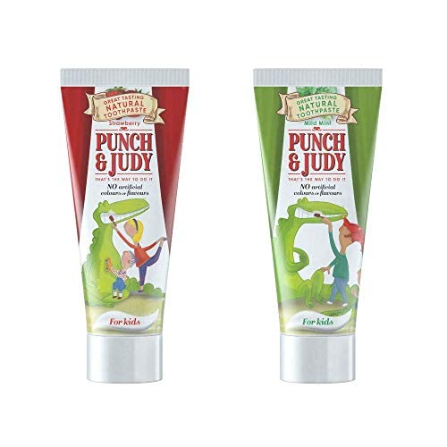 [Australia] - Punch and Judy Kids Natural Toothpaste Mixed Twin-Pack (Natural Mint and Natural Strawberry), 6+ Months, 2 x 50ml 