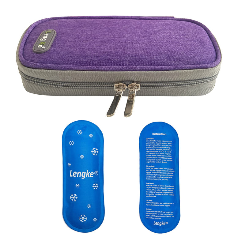 [Australia] - Insulin Cooler Case,Diabetic Travel Case Diabetes Medical Cool Bag with 2 Reusable Ice Packs for Medications Diabetes Pen and Supplies Packs (Purple) Purple 