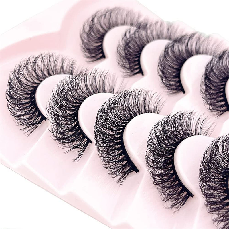 [Australia] - OCHILIMA Eyelashes Russian Strip Lashes Natural Look Eye Lashes False Lashes Wispy D Curly Fluffy 3D Effect Cat Eye Soft Fake Eye Lashes Pack 7 Pairs B-3 