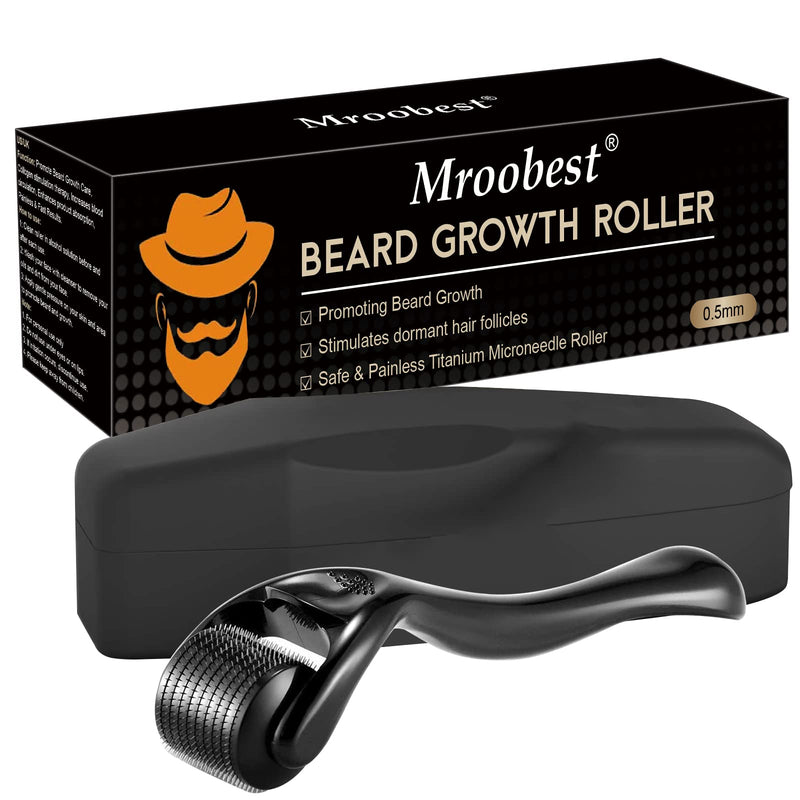 [Australia] - Beard Roller, Derma Roller Beard, Beard Roller for Growth, Stimulate Beard and Hair Growth Roller, Derma Roller for Men, Matte Black Beard Roller,0.5mm Black-1 