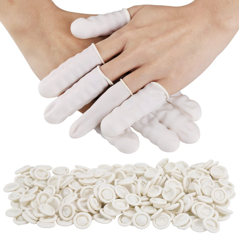 [Australia] - 300 Pcs Latex Finger Cots Medium Latex Finger Cots White Disposable Latex Finger Cots Rubber for Injured Finger,Cracked Finger,Sports(White) 