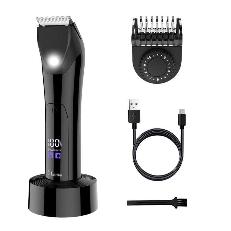 [Australia] - Hatteker Professional Electric Groin Hair Trimmer Below-The-Belt Trimmer Pubic Hair Ball Shaver Body Groomer for Men Male Hygiene Razor IPX7 Waterproof Wet Dry Ceramic Blades 