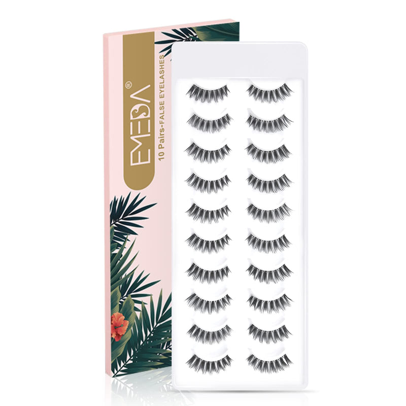 [Australia] - EMEDA Natural Fake Eyelashes Clear Band 10 Pairs Natural Look False Eyelashes Soft Wispy Fake Lashes Multipack Cateye Lashes Demi Wispies False Lashes (demi) 