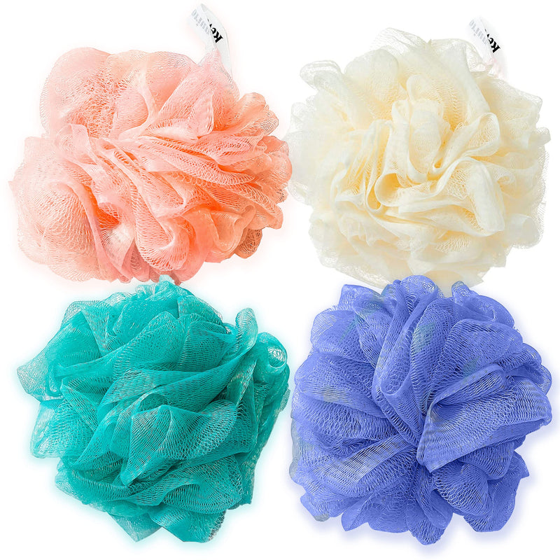 [Australia] - 00000000 Reverporium Bath Sponges Shower Loofah - 4Pcs Shower Sponges Scrubber Exfoliator Body Puffs for Use in Shower - Sponge Shower Puffs for Adults - (Multipack) 