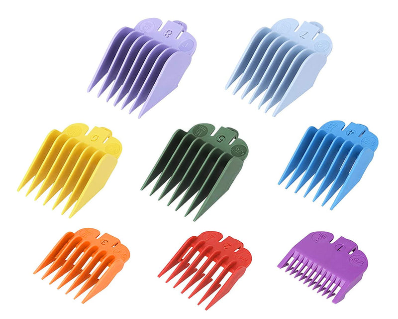 [Australia] - Hair Clipper Guide Combs,Professional Hair Clipper Guide Combs,Hair Clipper Guards Combs, Hair Trimmer Limit Comb, Great for Clippers/Trimmers(8Pcs, 8 Color) 