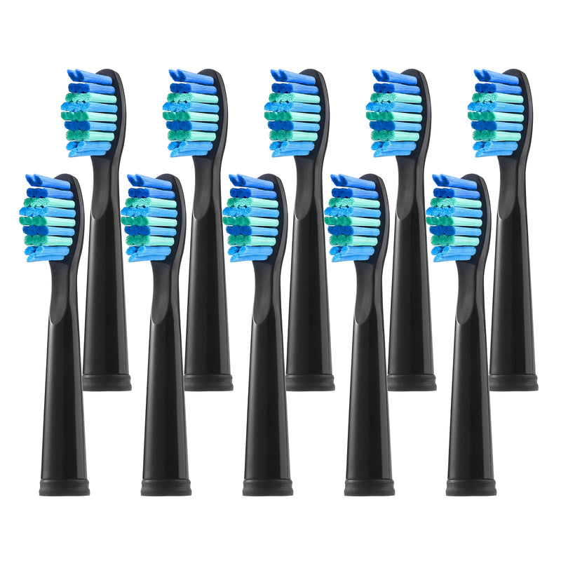 [Australia] - 10 Pack Electric Toothbrush Replacement Heads Compatible with Fairywill，Toothbrush Heads Compatible with FW-507/508/551/515/917/959/2011,D1/D3/D7/D8(Black) Black 