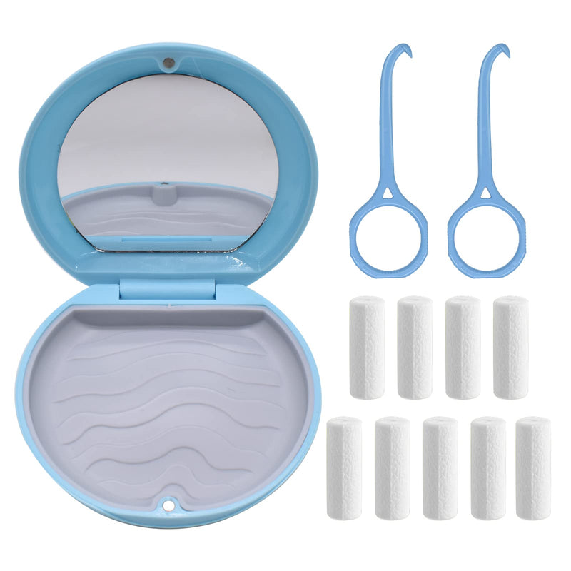 [Australia] - Denture & Teeth Mouth Tray Retainer Box Sets Partial Denture Box with 2Pcs Aligner Removal Tool and 9Pcs Invisible Chewer (Blue) Blue 