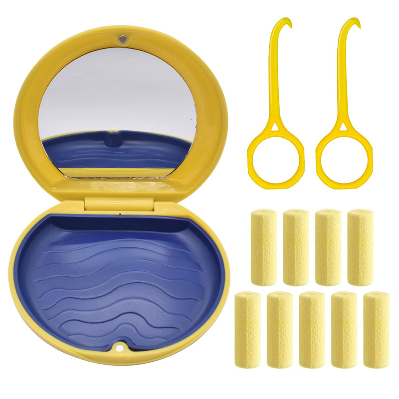 [Australia] - Denture & Teeth Mouth Tray Retainer Box Sets Partial Denture Box with 2Pcs Aligner Removal Tool and 9Pcs Invisible Chewer (Yellow) Yellow 