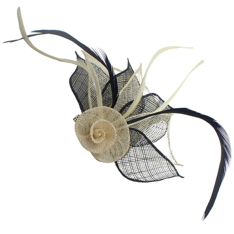[Australia] - Topkids Accessories Rose Flower Hair Clip Fascinator Hair Clip Fascinators Hair Clips Sinamay Brooch Pin & Beak Clip Hair Clip Suitable For Girls, Women, Ladies (Black) Black 