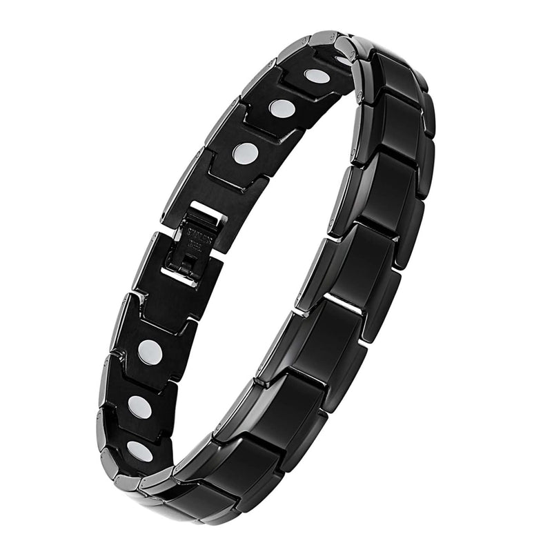 [Australia] - Jecanori Titanium Steel Magnetic Bracelet for Men Women，Adjustable Size Wirstband with Adjustment Tool and Gift Box Black 
