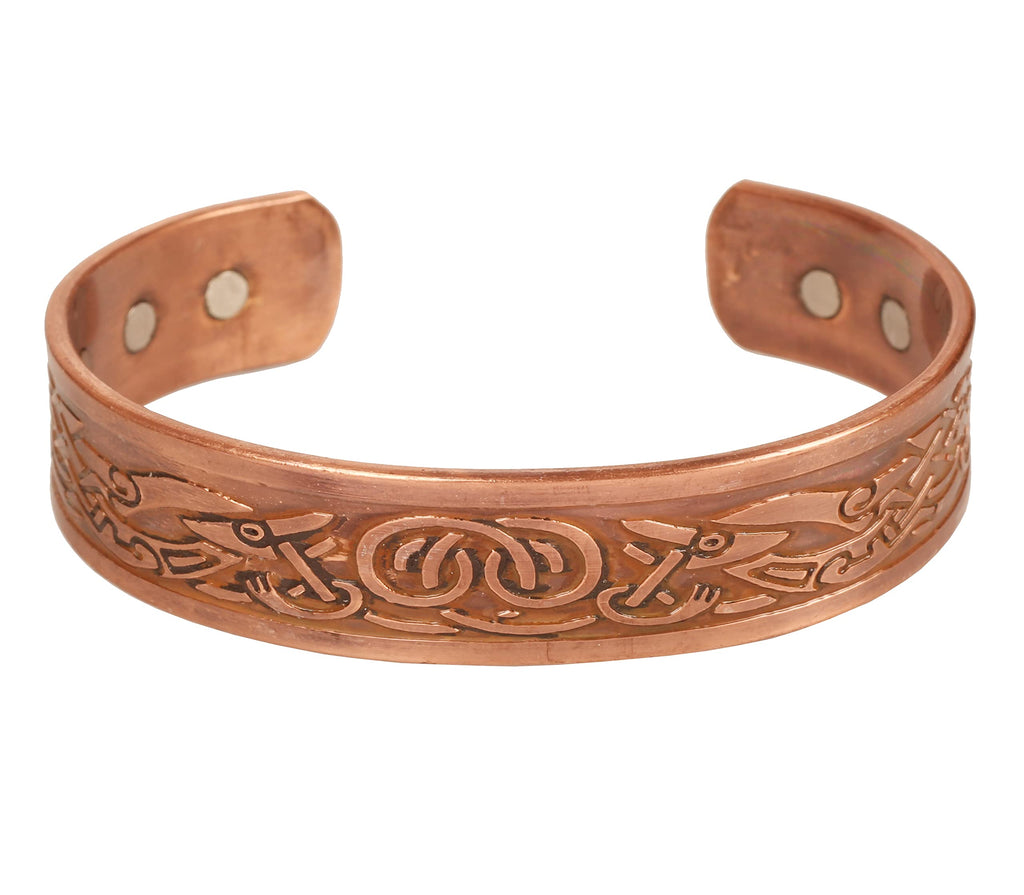 [Australia] - Touchstone Handcrafted By Indian Skilled Artisans Durable High Gauge Pure Copper Peace Attractive Celtic Design Chakra Mediation Magnetic Bracelet In Natural Tone. 
