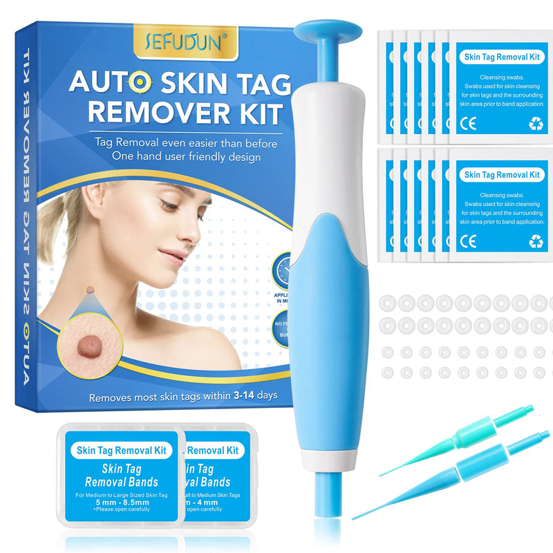 [Australia] - Skin Tag Remover Kit Auto Skin Tag Removal Device Wart Removal for Small/Medium Skin Tags with 20 Large Bands, 20 Small Bands, 10 Cleansing Wipes 