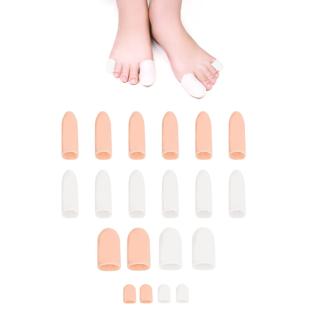 [Australia] - 20pcs Gel Toe Protector Cap, Toe Protector, Pure Gel Toe Protector, Big Toe Protector para Callos, Callos, Ampollas (Tono de piel Blanca) 