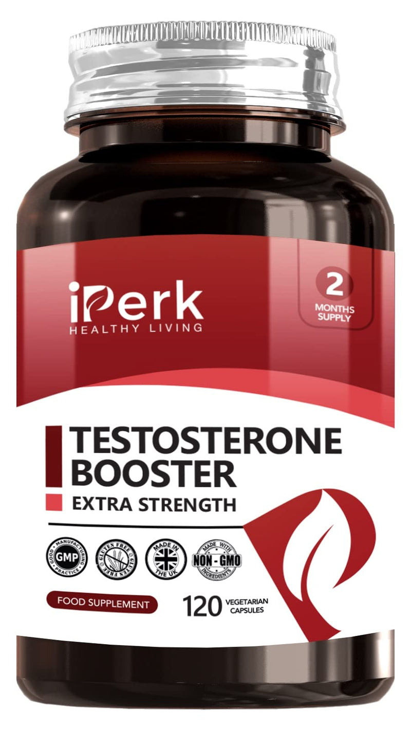 [Australia] - iperk Testosterone Support | 120 Capsules | Fenugreek + Ginseng + Maca + D-Acid aspartic Zinc | Testosterone Supplements for Men 