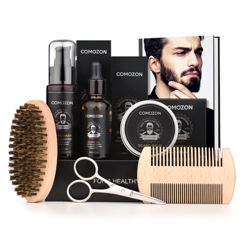 [Australia] - Beard Grooming Kit for Men, Beard Kit Gifts for Him, Beard Growth Kit with Beard Oil, Beard Shampoo, Beard Comb, Beard Brush, Beard Balm, Beard Scissors, Best Beard Men Gifts 