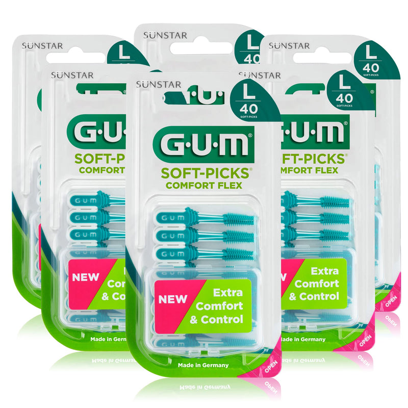 [Australia] - GUM Soft-Picks Comfort Flex Interdental Cleaner / Easy and Gentle Cleaning of Interdental Spaces / Pleasant Application Feeling / Flexible Grip Area (Large, 6) L 240.0 