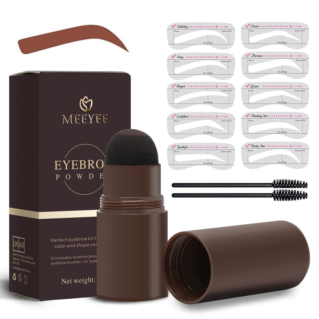 [Australia] - Eyebrow Stamp Shaping Kit, One Step Brow Eyebrow Stamp Stencil Kit Waterproof With 10 Reusable Eyebrow Templates 2 Eyebrow Pen Brushes Eyebrow Stamp Makeup Tools (Natural Brown) Natural Brown 