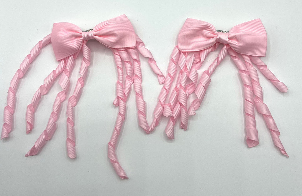 [Australia] - Pack of 2 Hair Bow Streamers, Girls School Hair Accessories, Fashion Hair Bow Clips (Baby Pink) Baby Pink 