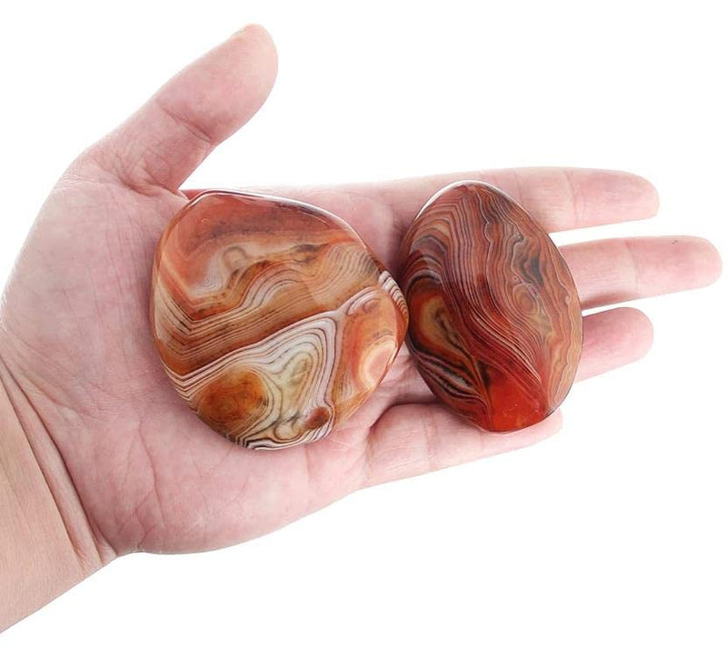 [Australia] - Orientrea Sardonyx Palm Stone-2 Pcs Sardonyx Pocket Energy Stone, Smooth Sardonyx Healing Crystal Worry Stone (Sardonyx) 