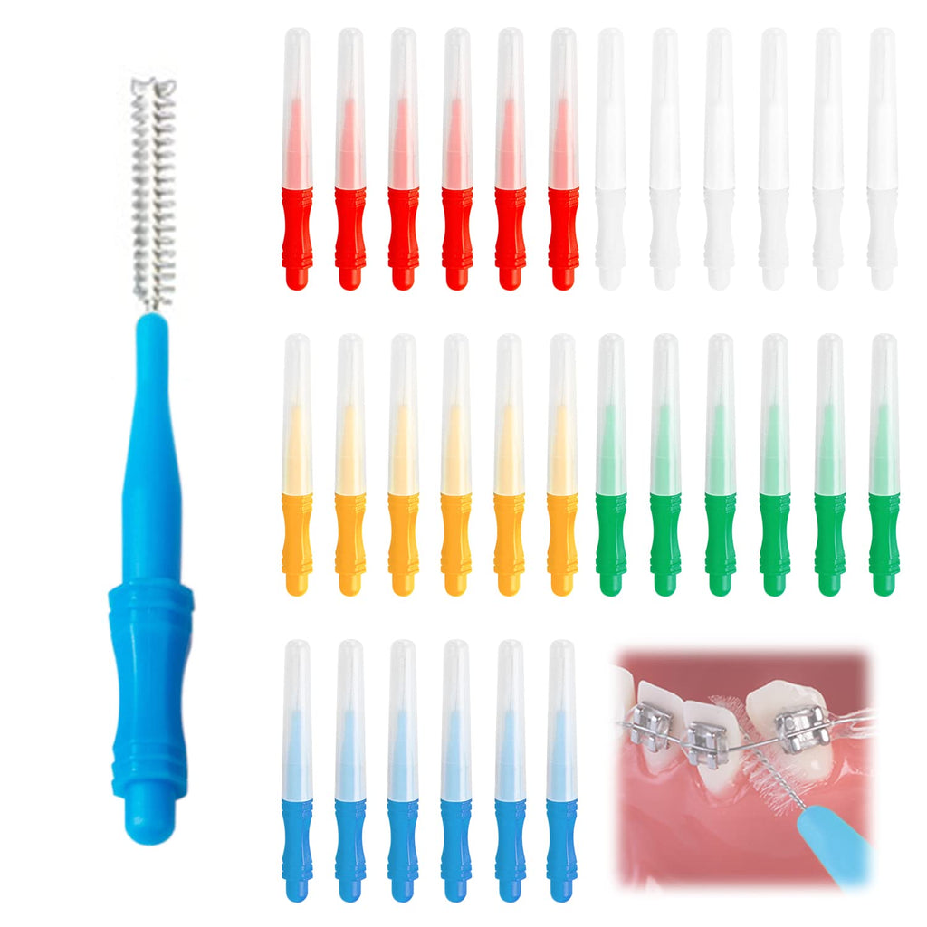 [Australia] - 30 Interdental Brushes, Interdental Cleaning Brush, Dental Care, Teeth Cleaning, Interdental Cleaning Brush, Oral Care 
