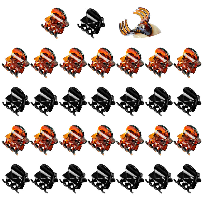 [Australia] - Qufiiry 30PCS Mini Hair Clips, Small Hair Clips, Mini Claw Hair Clips, Small Hair Clips for women with Storage bags, Non-slip Hair Catch for Women Girl's Hair Black and Brown 