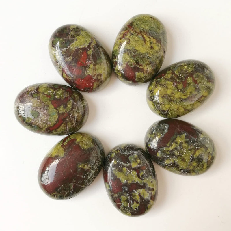 [Australia] - Manekieko 7 Pcs Natural Dragon Blood Jasper Oval Cabochons Flatback Crystal Stone Gemstones Beads for Jewelry Making DIY,18x13mm 